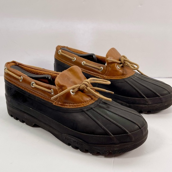 Sperry Top-Sider Women’s Size 10 Duck Shoes Brown Black Rain Weather Loafers - Picture 1 of 7